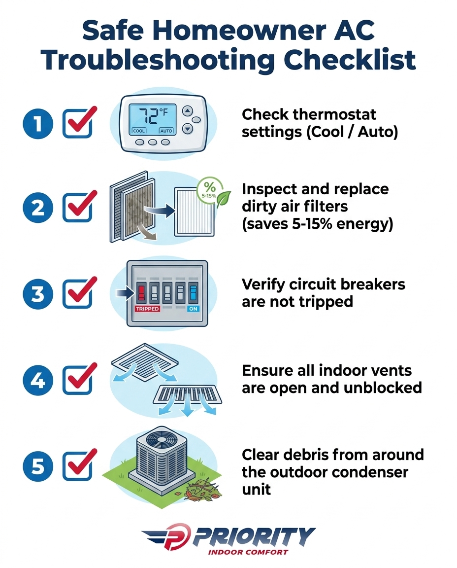 Safe Homeowner AC Troubleshooting Checklist