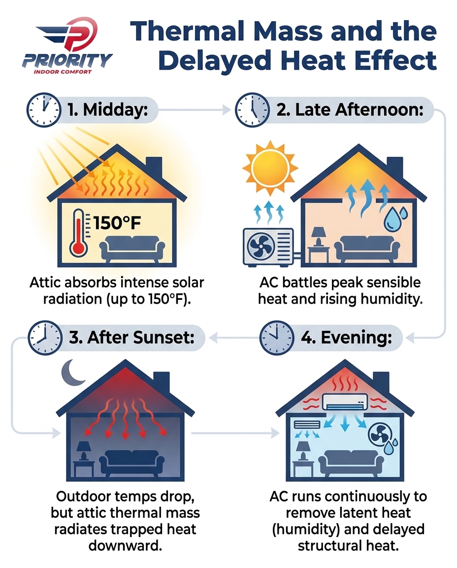 Thermal Mass and the Delayed Heat Effect