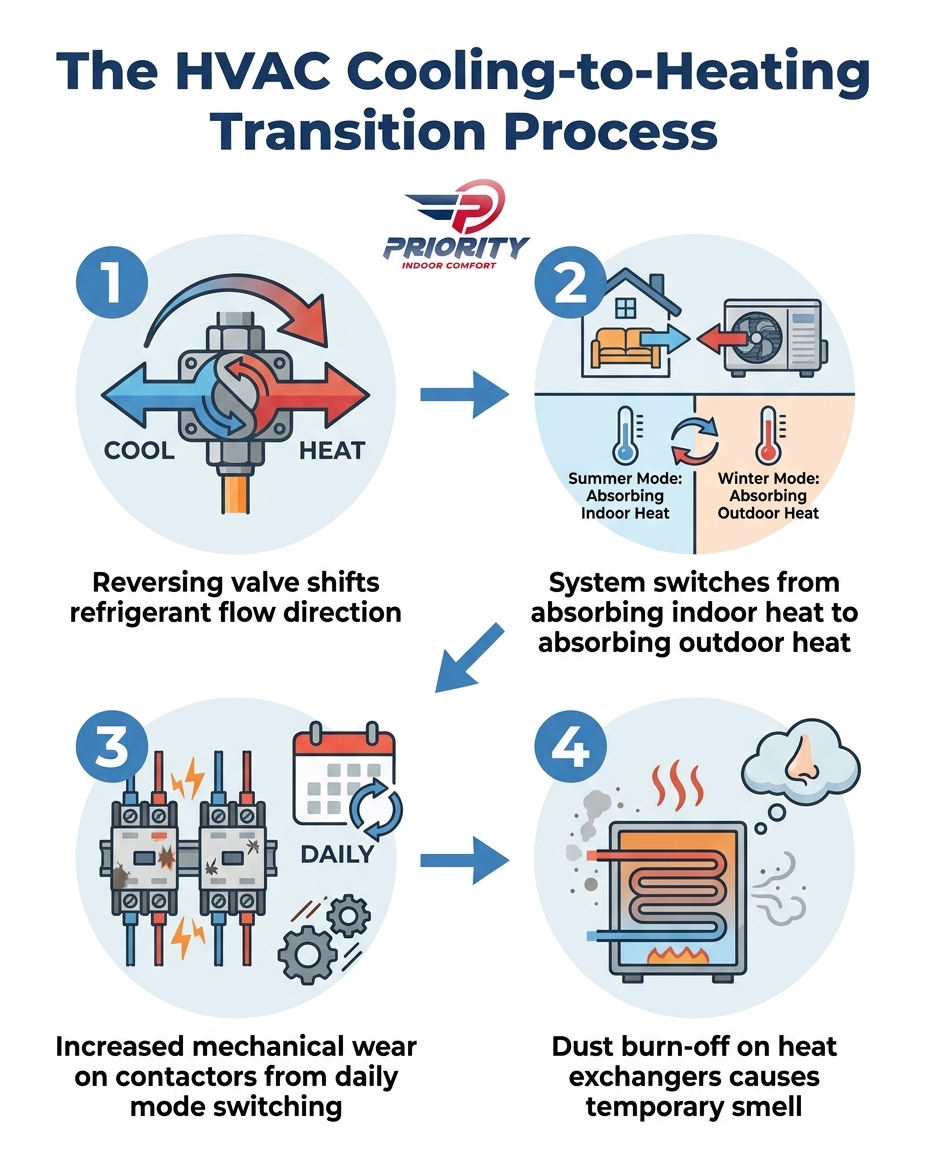 The HVAC Cooling-to-Heating Transition Process