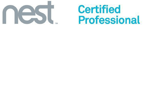 Nest logo with "Certified Professional" text, representing Priority Indoor Comfort's expertise in Nest Learning Thermostat installation and HVAC solutions.