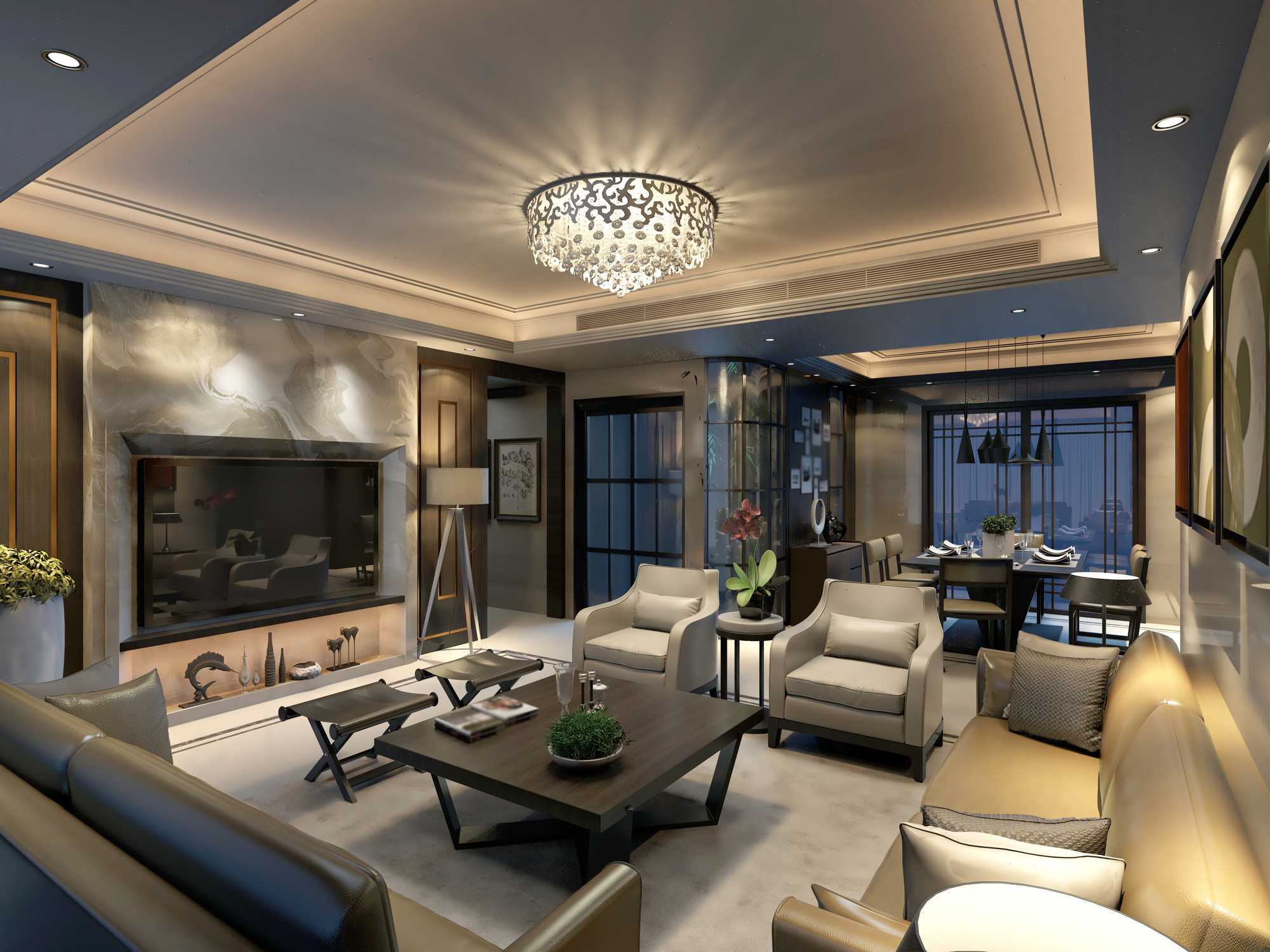 Heat pump installation in a modern living room with stylish furniture and elegant lighting, emphasizing comfort and energy efficiency in Phenix City, AL.
