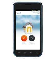 Nest mobile app interface displaying temperature settings for smart home control and energy efficiency.